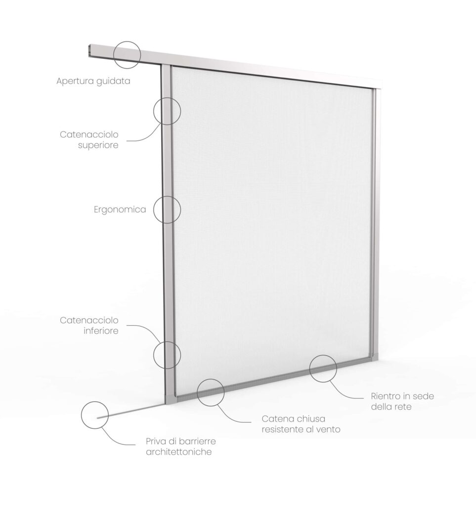 Miniatura Zanzariera Laterale Senza Barriera per Porta-Finestra modello FREE PLUS